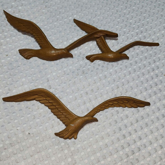 HOMCO VINTAGE MCM BURRWOOD SET OF 2 PCS FLYING SEAGULL BIRDS - Picture 1 of 2